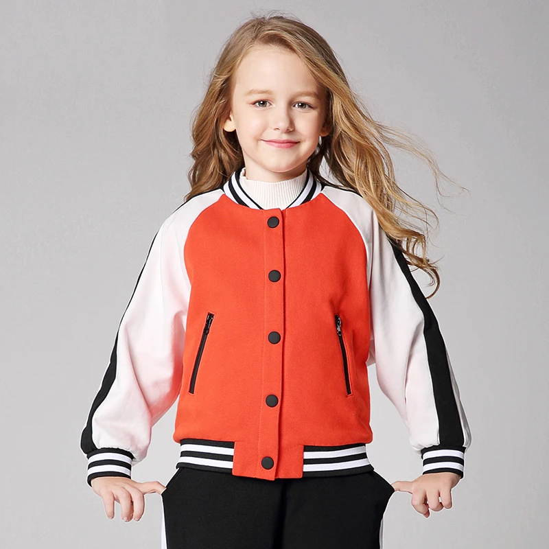 

Новые бейсбольные костюмы для девочек, детская теплая спортивная куртка оранжевого цвета