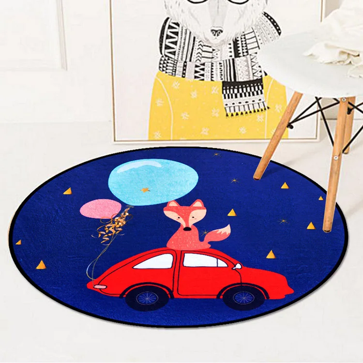 fox Cartoon Animal Kids Room Play Tents Carpet Owl/Cat/Baby Bedroom Anti-skid Crawling Carpets Living Room Coffee Table Floor Mats - Цвет: fox
