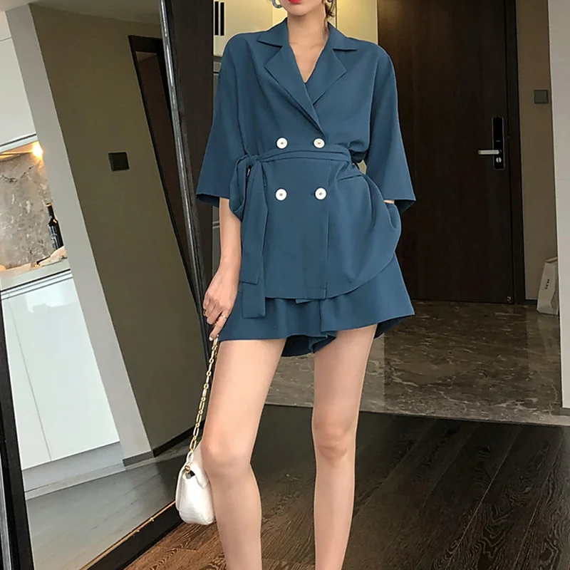 Летний женский хлопковый спортивный костюм с коротким топом куртка на шнуровке