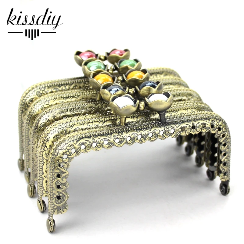 KISSDIY 5 шт. смешанных цветов 8 см голова лотоса металлическая рамка для кошелька
