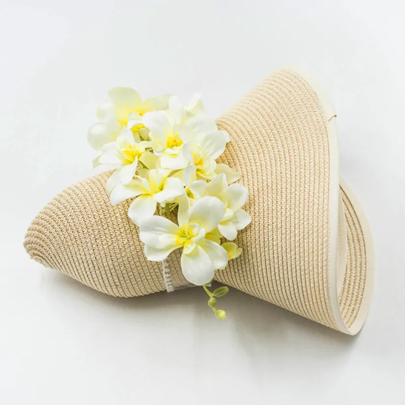 

summer Natural papyrus hat women big wide brim beach sun hat foldable sun block UV protection panama hat bone chapeu feminino