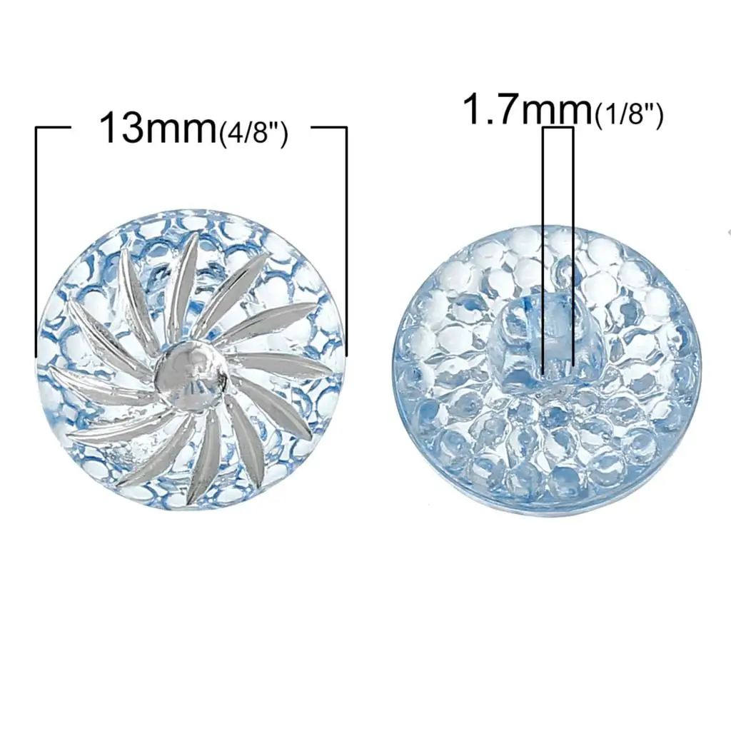 DoreenBeads акриловая хвостовик Кнопка скрапбукинга круглая синяя с одним отверстием