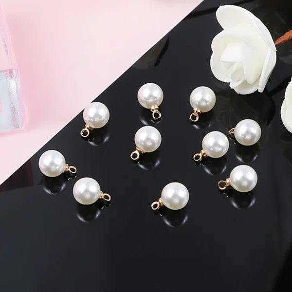 8mm 6/8/10mm 10pcs ABS Pearl Beads Charm for Earring Necklace DIY Jewelry Findings Making Earring Necklace Pendant Accessories - Цвет: 8mm