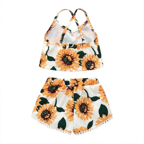 AU/Одежда для маленьких девочек жилет без рукавов с рисунком подсолнечника