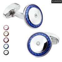 hawson round cuff links with clear crystal men and ladies cuff links for wedding