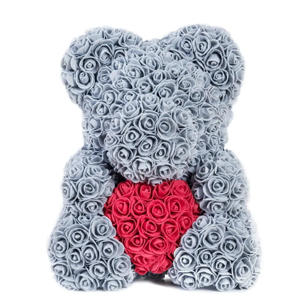 40x25 Grey Свадебная вечеринка, любовь ко Дню Святого Валентина, роза, ПЭ пена, медведь, собака, кролик, пена, куклы, искусственные розы, цветы, Романтичный подарок на Рождество, год - Цвет: 40x25 Grey