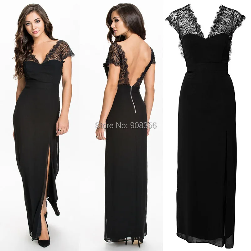 Женское длинное платье с открытой спиной повседневное Черное Платье макси