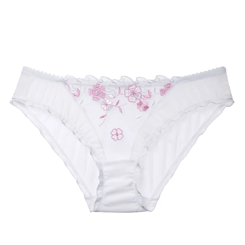 WHITE Lilymoda, сексуальное, милое, женское, Цветочная вышивка, кружево, сетка, Ультра тонкое нижнее белье, женское нижнее белье, прозрачные, соблазнительные трусы - Цвет: WHITE