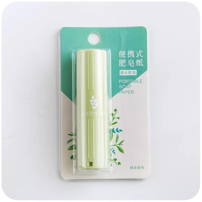 green tea Портативная коробка для путешествий, бумажное мыло, одноразовое мыло для мытья рук, душистое мыло, пленка для путешествий - Цвет: green tea