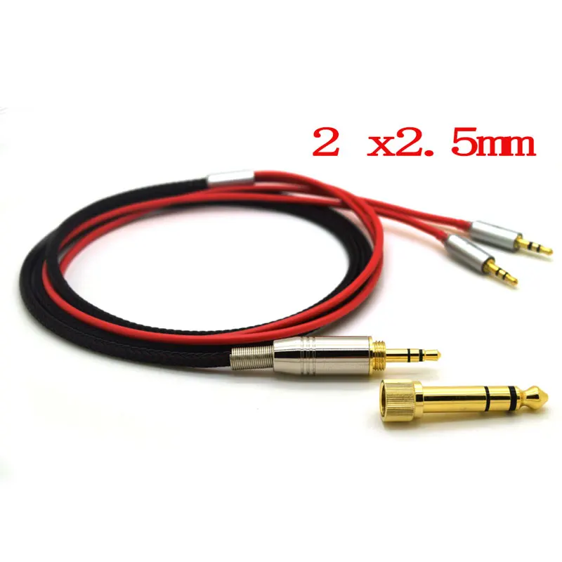 2.5cm Red 2x2.5mm Для Hifiman HE400S HE-400I HE560 он-350 HE1000 V2 замена кабеля наушников 3,5 мм Мужской 6,35 мм до 2 х 2,5 мм штекер аудио hi-fi шнур - Цвет: 2.5cm Red 2x2.5mm