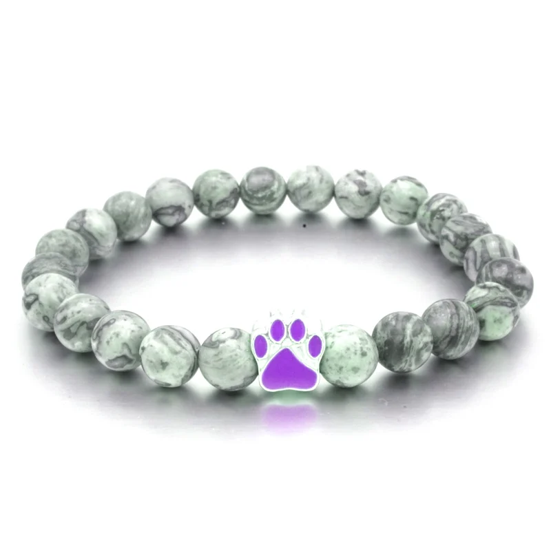 10 цветов серые бусины из натурального камня браслет для йоги с принтом собаки