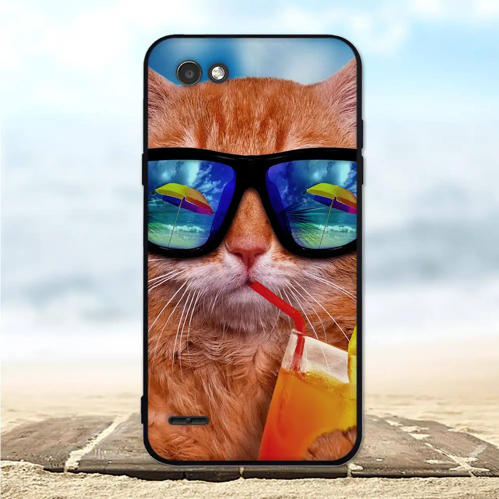 Чехол для LG Q6 мягкий силиконовый черный чехол из ТПУ Alpha M700/ Plus X600 милый с 3D цветами