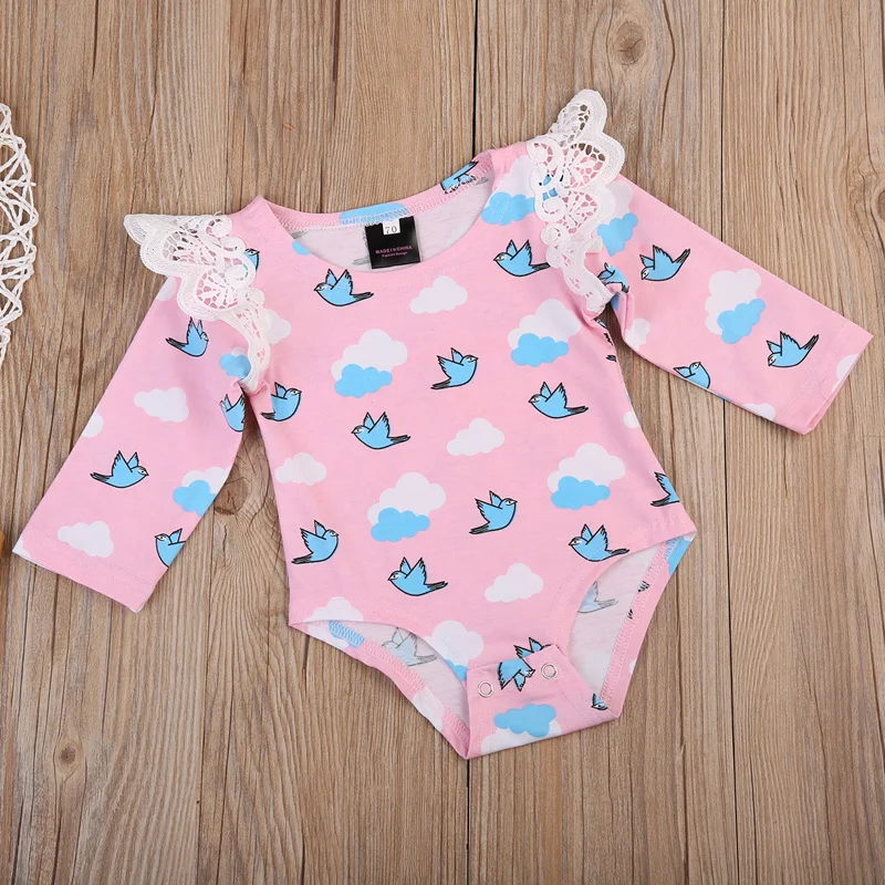 Милые хлопковые комбинезоны розового и синего цвета для маленьких девочек