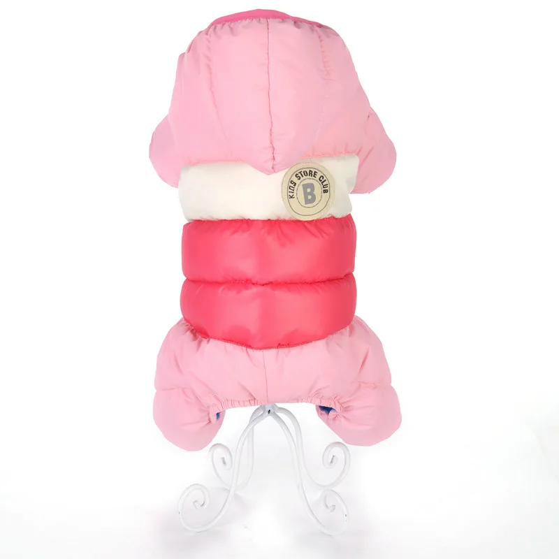 Pink Зимние комбинезон для собак Pet Теплая Куртка непромокаемое пальто одежда с капюшоном для маленьких щенков собаки Чихуахуа Мопс одежда наряды - Цвет: Pink