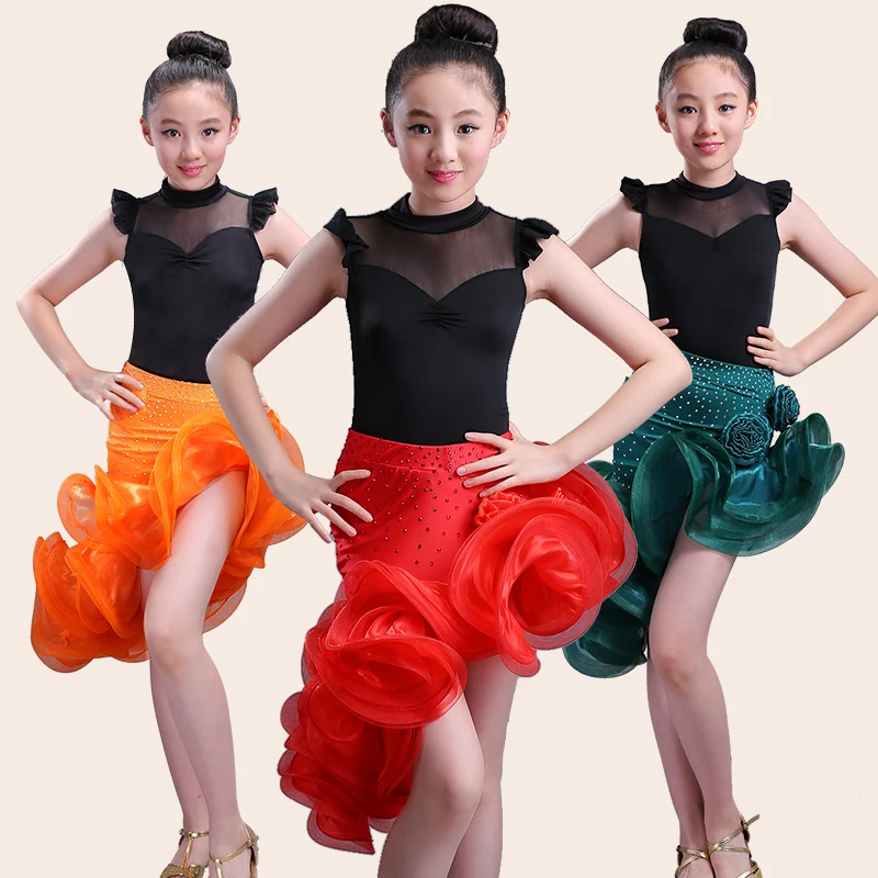Детская одежда для бальных танцев костюм сальсы Танго румбы самбы кружевное