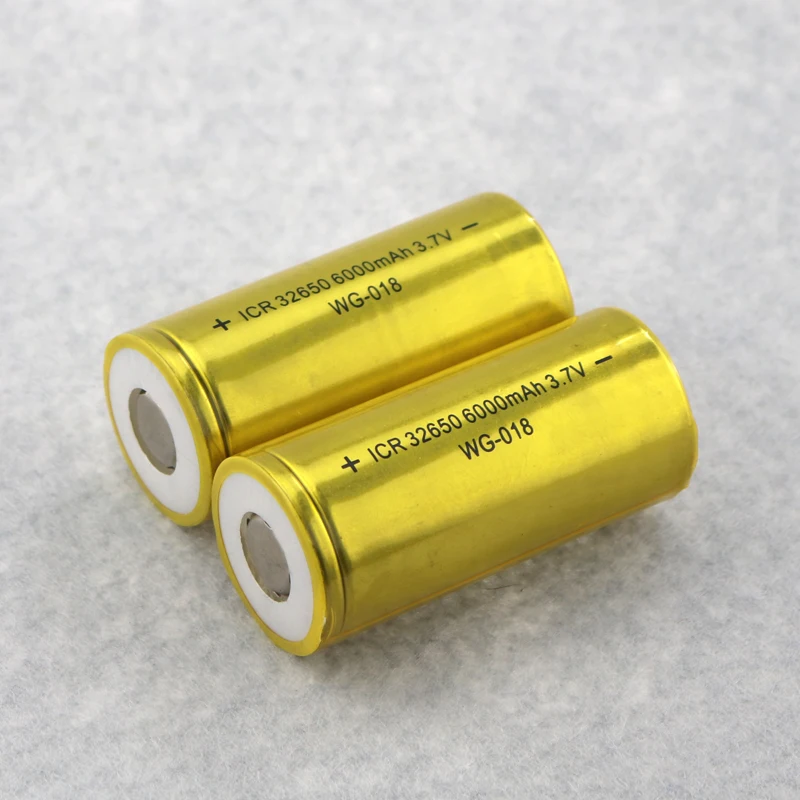Золотой цвет 1 пара Rechargeabel 32650 батарея ICR 6000mAh 3 7 V WG 018 для светодиодного фонарика