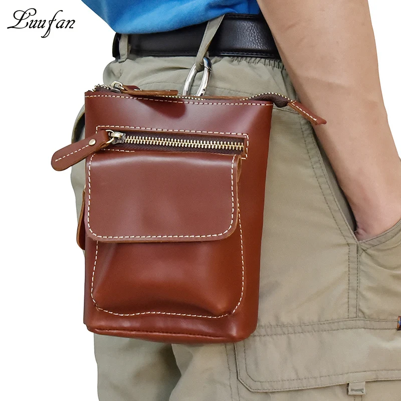 Поясная Сумка из натуральной воловьей кожи для мужчин и женщин винтажная мини