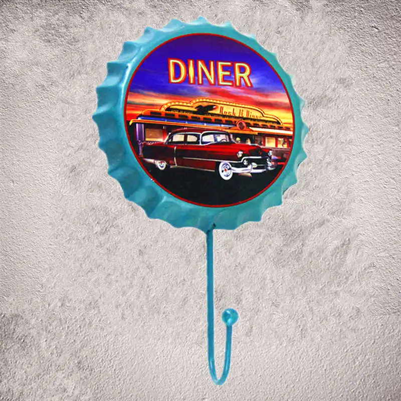 "Diner" Крышка для пивной бутылки металлический знак крючок настенная декоративная вешалка плакат для деревенской стены табличка гараж бар-закусочная