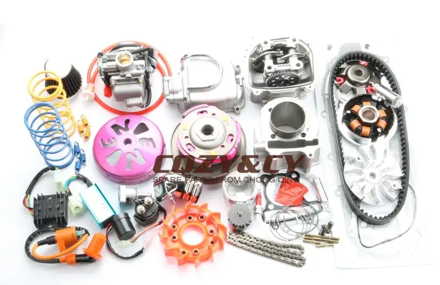 Clutch red 200cc EGR большой диаметр комплект Большая головка 63 мм диаметр и A14 Cam и высокопроизводительный вентилятор и гоночный производительность сцепления для GY6 ATV 157QMJ 150cc - Цвет: Clutch red