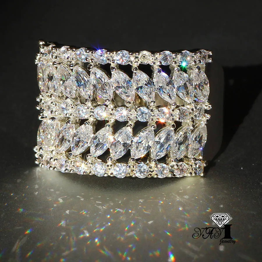 Ювелирные изделия yayi Мода Принцесса огранка 4.5CT белый циркон серебряный цвет обручальные кольца Свадебные Кольца вечерние кольца