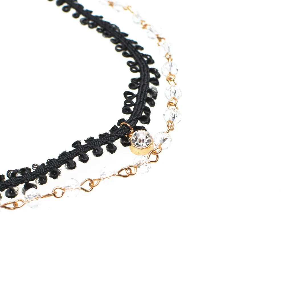 Fashion Necklaces For Women Crystal Beaded Lace Pendant Chain Necklace Torques In Vintage Choker | Украшения и аксессуары