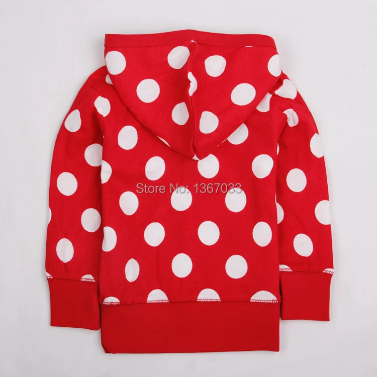 Nova F4490# Baby Girls Autumn Winter Warm Hoodies Beautiful Coats With Dot Printed Children Sweater Hooded Outwear Coat | Детская одежда