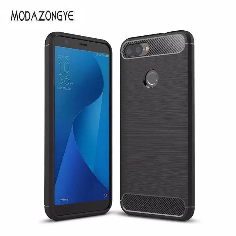 Чехол для Asus Zenfone Max Plus M1 мягкий из углеродного волокна противоударный | Мобильные