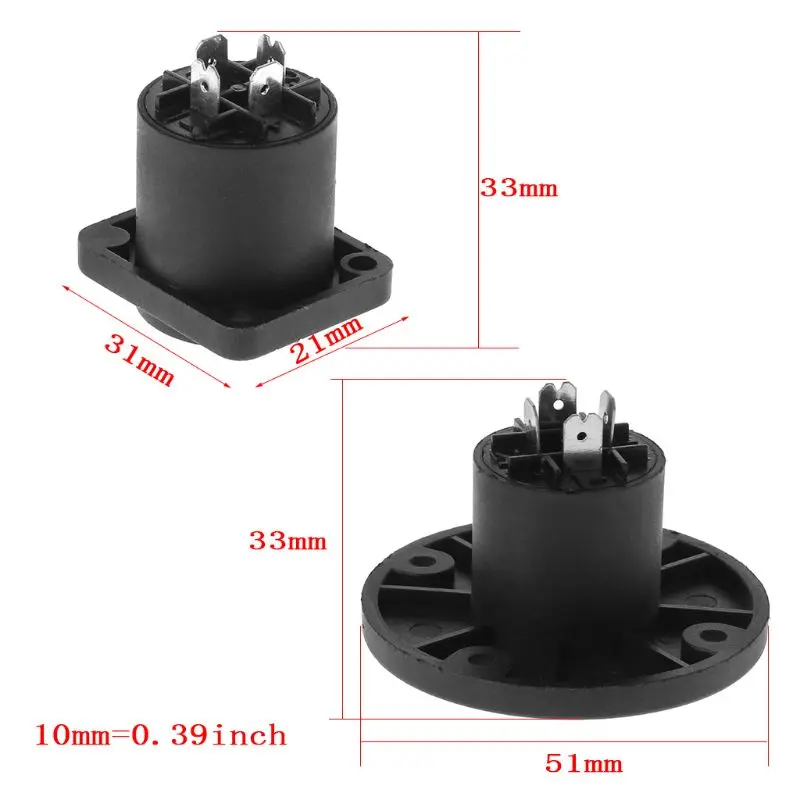

4PCS Jack Panel Socket Connector 4 Pole Audio Speaker Twist Lock Round Square Mount for Neutrik Speakon NL4MP NL4MPR NL4FC NL4FX