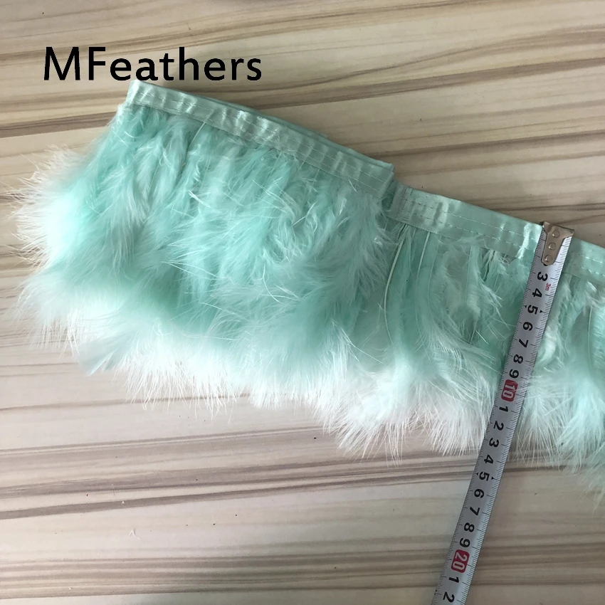 

10 meters Mint Green Dyed Marabou Feather Trims Fringe 6-8inch Turkey Feathers for Crafts Ribbon Boa Clothing Wedding Decoration