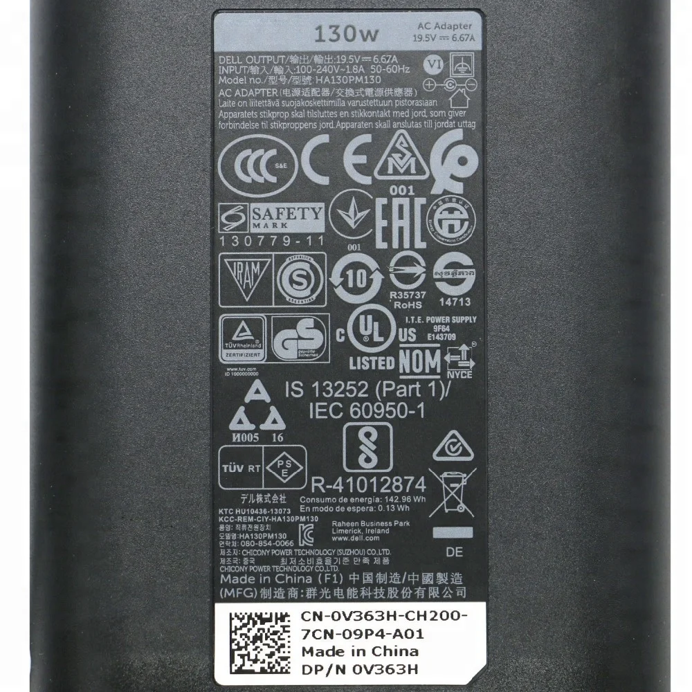 130 W 19,5 V 6.67A AC Мощность адаптер для ноутбука Dell Precision M3800 M2800 Inspiron 7347 7348 7459 DA130PM130 HA130PM130 зарядное устройство для ноутбука