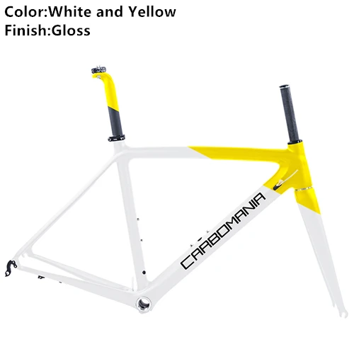 White and Yellow Gls Карбоновая рама для дорожного велосипеда, Ультралегкая 980g 700c, рама для дорожного велосипеда Di2, механическая рама для дорожного велосипеда, велосипедная Рама в комплекте, BSA 68 мм V тормоз - Цвет: White and Yellow Gls