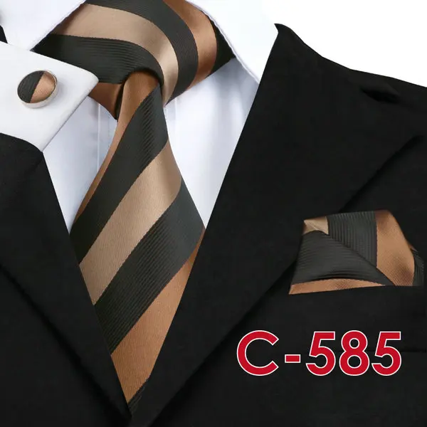 C585 C-1116, модный мужской галстук, набор, золотой, снежный, для шеи, галстук, карманные, квадратные, запонки, 8,5 см, Классические жаккардовые шелковые галстуки для мужчин, костюмы, корбаты - Цвет: C585