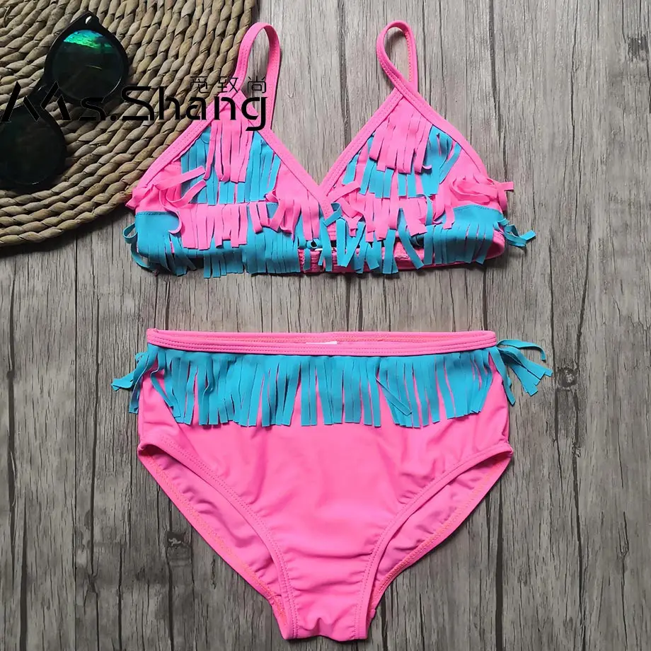 Женский купальник детский из двух предметов комплект бикини для девочек с