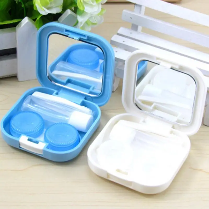 Портативный Контактные линзы Дело контейнер комплект держатель для хранения