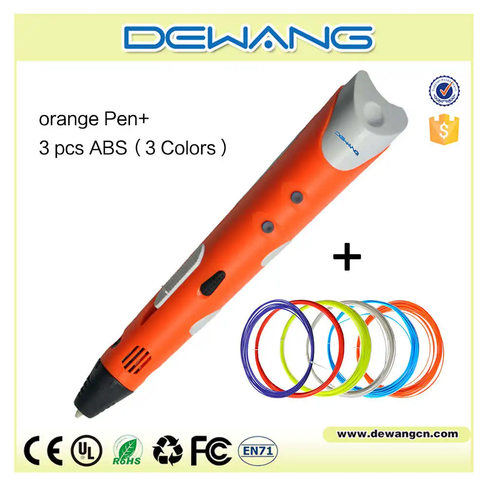 DEWANG 3D Ручка Scribble 1,75 мм ABS нити 3d принтер Ручка 3D печать ручка для школы гаджет 3D карандаш для творчества подарок на день рождения - Цвет: Orange 9 M filament