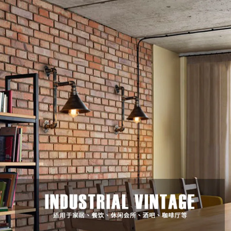 

Retro Cafe Industrial Wind water pipe Wall Lamp Aisle Decorative Balcony Lighting American Restaurant Bar Iron E27 Wall Light