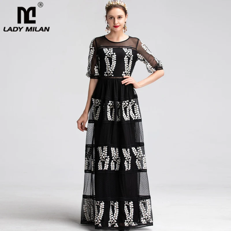 Женское модельное платье Миланского стиля Длинные дизайнерские вечерние платья