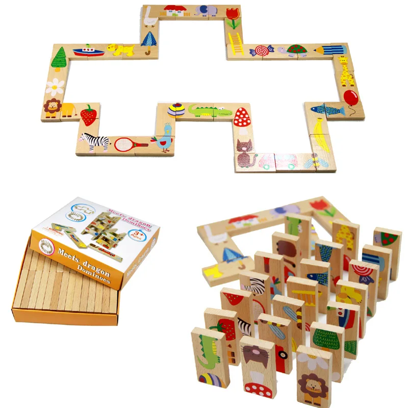 Детские Обучающие деревянные toy ИГРЫ dragon dominos высокое качество 28 шт. в