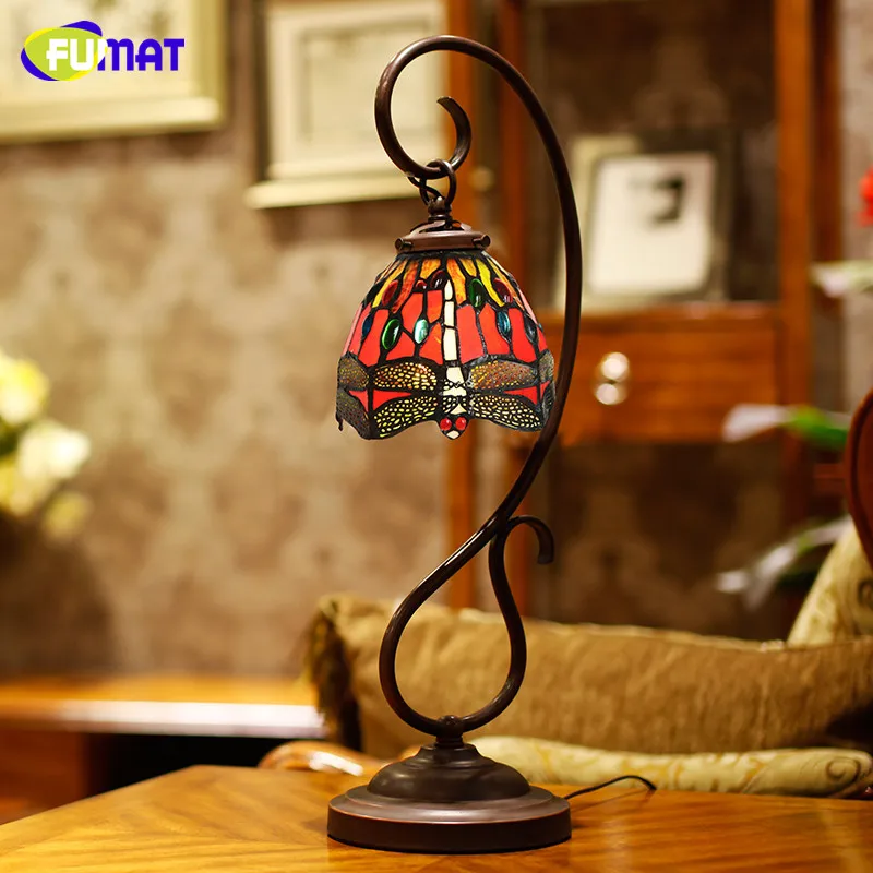 Стеклянная художественная лампа FUMAT Европейский сад Витраж настольная