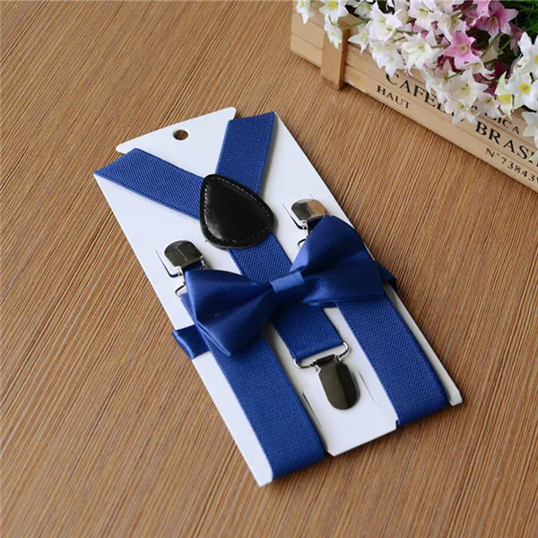 Sapphire Blue Mantieqingway для мальчиков и девочек, подтяжки для детей, регулируемые эластичные подтяжки с 3 зажимами на спине, Детские подтяжки, комплект с галстуком-бабочкой на подтяжках для свадьбы - Цвет: Sapphire Blue