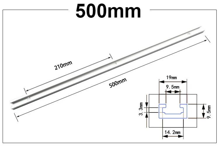 1Pc 500mm T-track 1 шт. алюминиевый сплав Т-треки слот торцовочный трек джиг приспособление Т-образный слот, деревообрабатывающий прессовый зажим, Т-винт Т-слайдер, блок давления - Цвет: 1Pc 500mm T-track