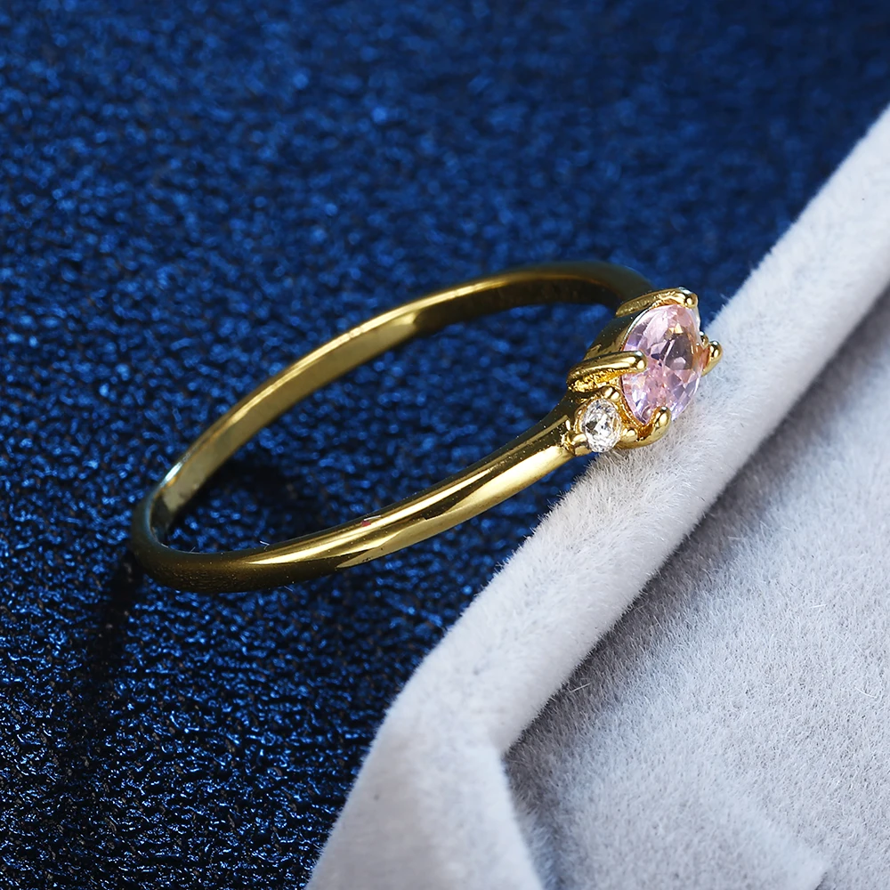 Женское кольцо на палец элегантные кольца золотого цвета с розовыми кристаллами