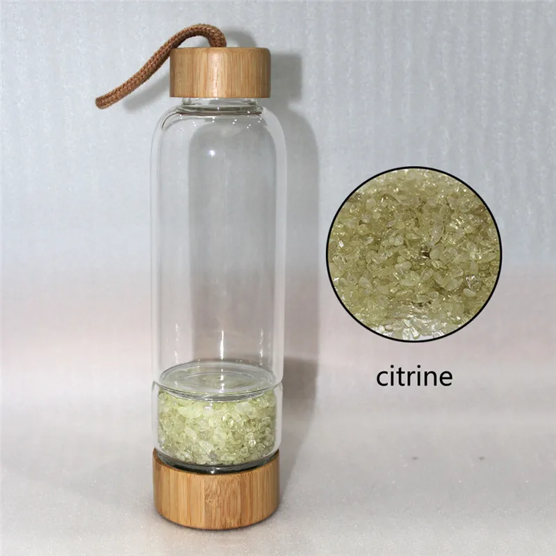citrine Натуральный кварц неравномерность кристалл гравий бутылка стекло воды гравий камень чашки подарок давая посуда для напитков - Цвет: citrine