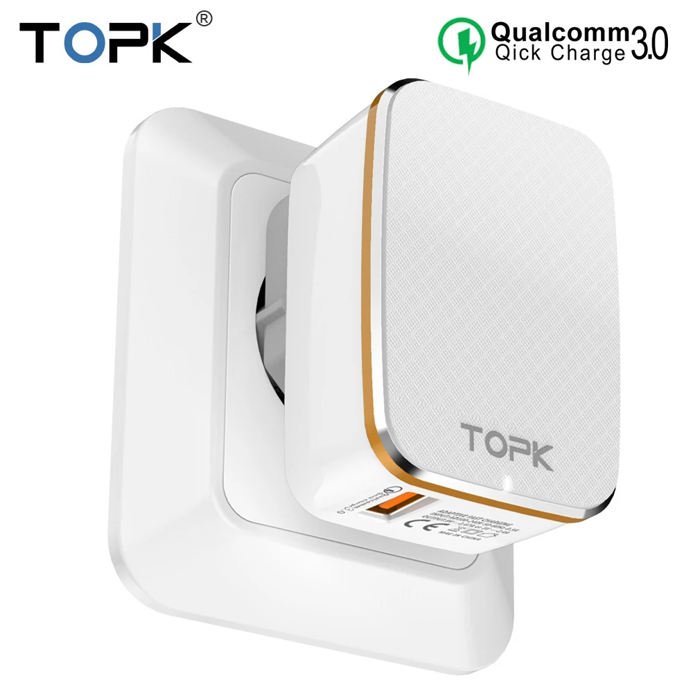 TOPK Quick Charge 3 0 USB Зарядное устройство штепсельная вилка стандартов ЕС и США 2 в 1
