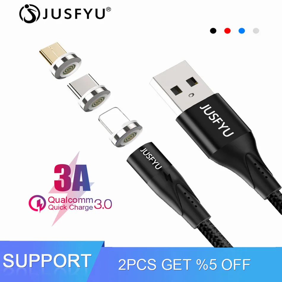 Магнитный кабель, 1 м, 3 А, для быстрой зарядки, магнитный Micro USB и type-C кабель для синхронизации данных, кабели для телефонов, быстрая зарядка, магнитный кабель для зарядки
