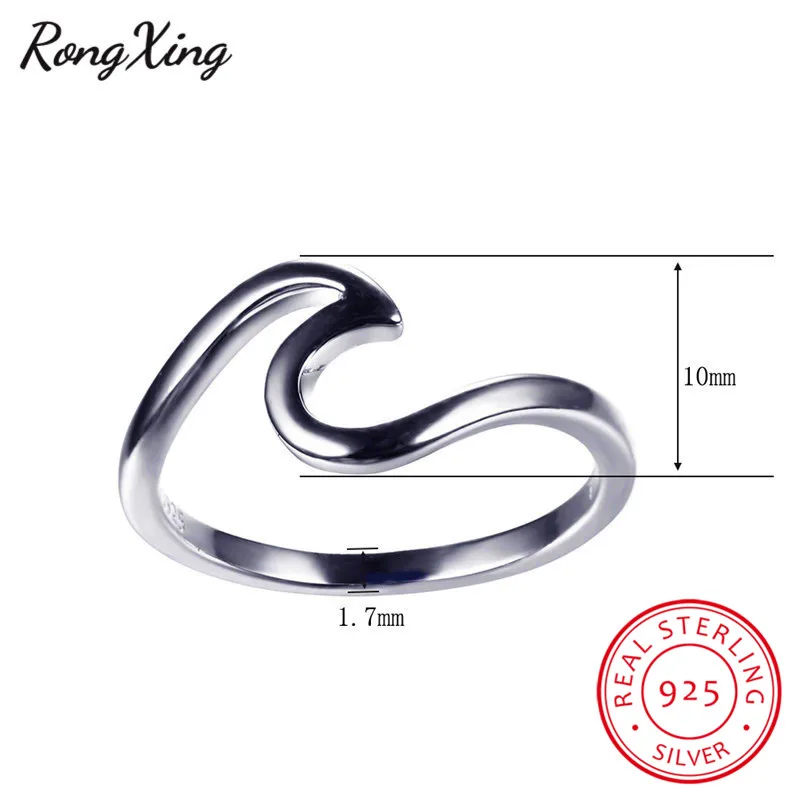 RongXing настоящие 925 пробы серебряные волнистые кольца для мужчин и женщин, модные ювелирные изделия, винтажные обручальные кольца SV1003