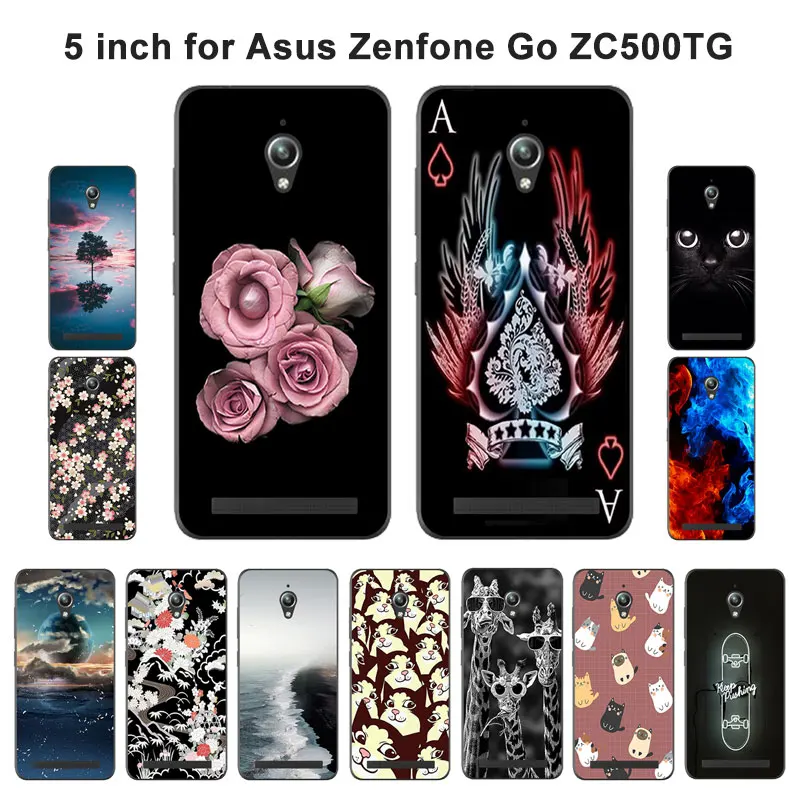 Защитный Мягкий чехол из ТПУ для ASUS Zenfone GO ZC500TG 5 0 дюйма телефона с ярким рисунком