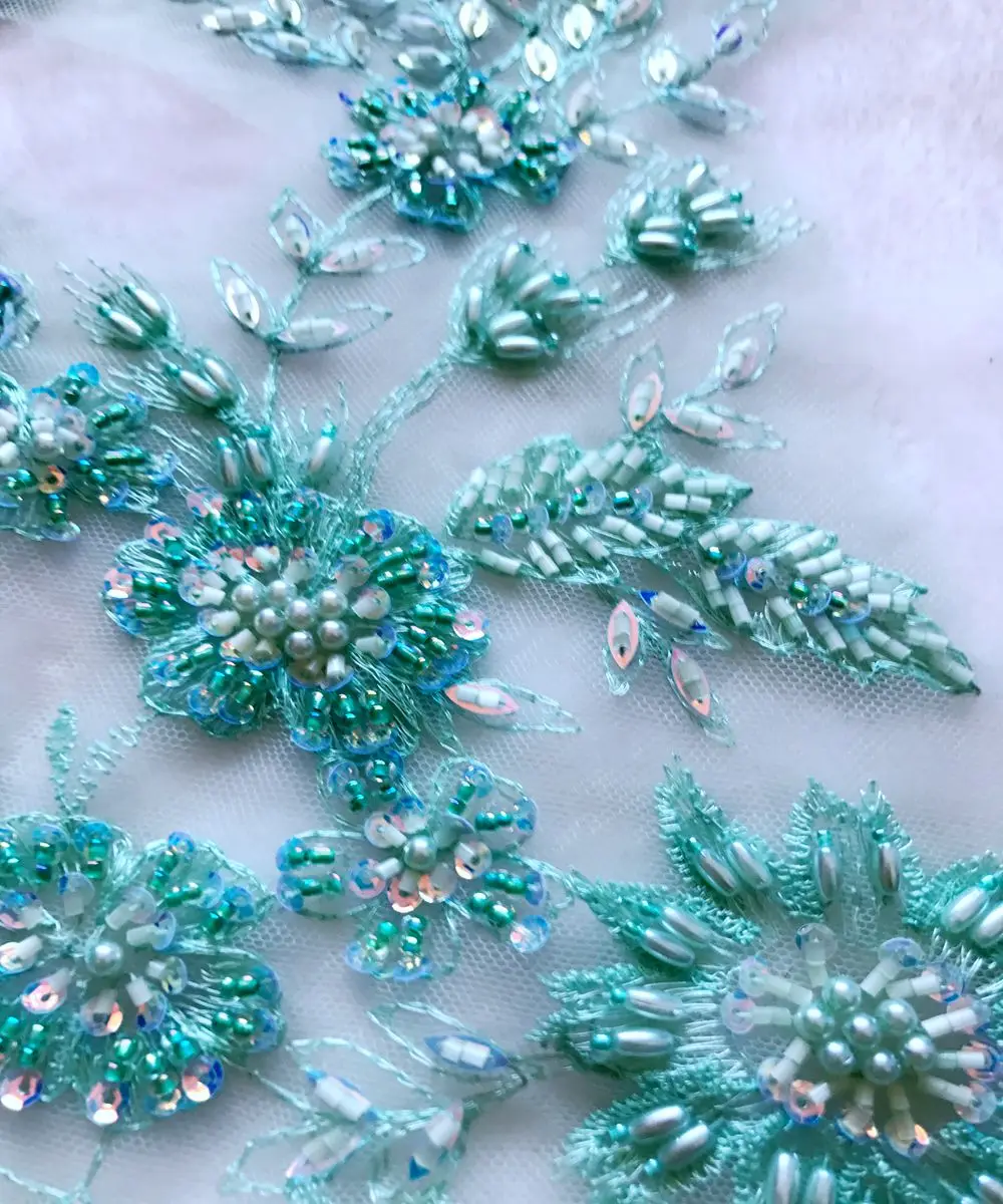 Светильник-зеленая/Шампанская Кружевная аппликация с бусинами для рукоделия