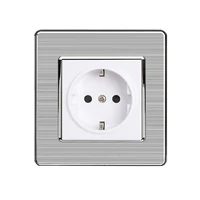 minitiger 16a eu standard wall socket luxury power outlet stainless steel brushed silver panel electrical plug ac 110250v