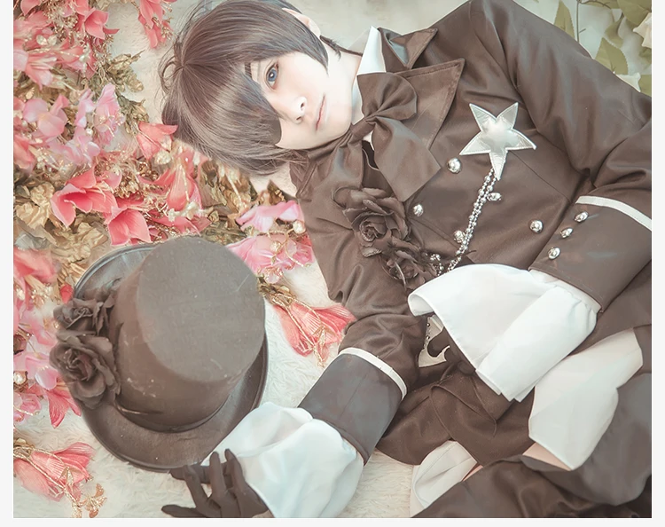 Аниме Черный дворецкий Ciel Phantomhive Косплей Cotumes Kuroshitsuji Хэллоуин мужские причудливые вечерние костюмы со шлейфом полный комплект